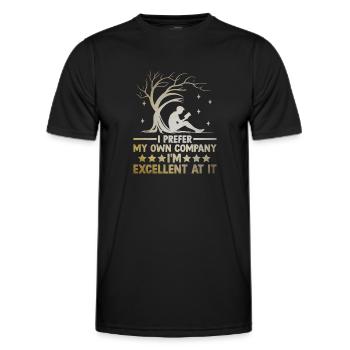 Ich bevorzuge meine eigene Gesellschaft, ich bin ausgezeichnet darin - Männer Funktions-T-Shirt - Schwarz - Vorne - AI Model Male 178 dark (178cm)