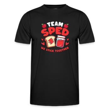 L’équipe Sped, nous restons ensemble - T-shirt sport Homme - noir - Devant - AI Model Male 178 dark (178cm)