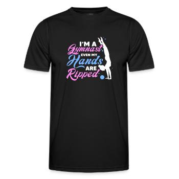 Je suis un gymnaste, même mes mains sont déchirées en équilibre sur les mains - T-shirt sport Homme - noir - Devant - AI Model Male 178 dark (178cm)