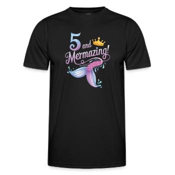 Fille Sirène 5 ans pour l’anniversaire - T-shirt sport Homme - noir - Devant - AI Model Male 178 dark (178cm)