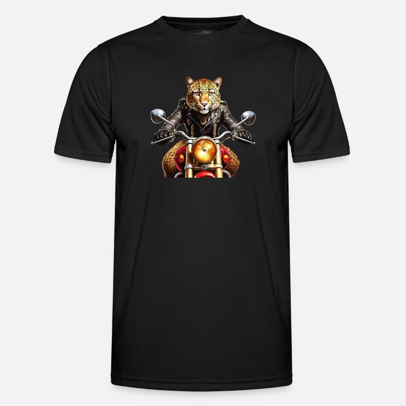 MOTORCYCLE LEOPARD - Men's Functional T-Shirt - black