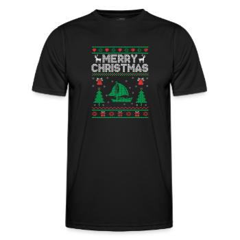 Weihnachtsmotto: Frohe Weihnachten Paddelboot - Männer Funktions-T-Shirt - Schwarz - Vorne - AI Model Male 178 dark (178cm)