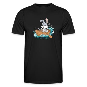 A Bunny Boating Paddle Boat - Men's Functional T-Shirt - black - Front - AI Model Male 178 dark (178cm)