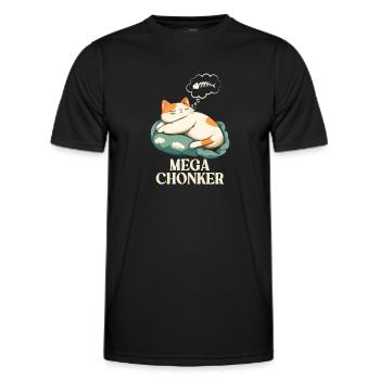 Mega Chonker Cat Thought Bubble Fish - Men's Functional T-Shirt - black - Front - AI Model Male 178 dark (178cm)