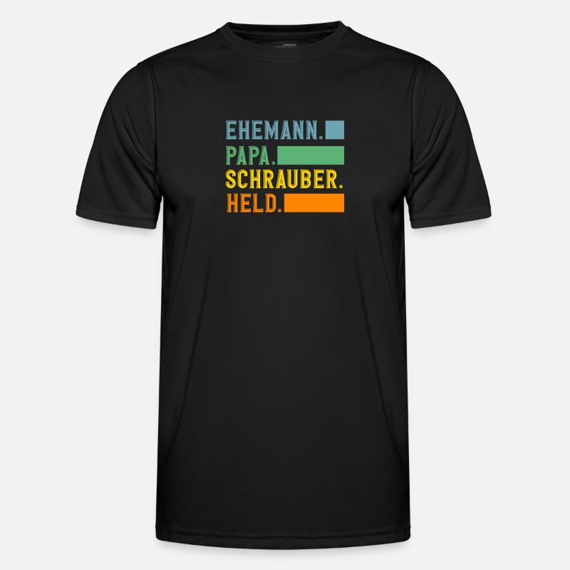 Ehemann Papa Schrauber Held Männer Funktions-T-Shirt