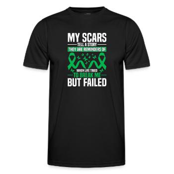 Meine Narben erzählen eine Geschichte Green Ribbon Nierenerkrankung - Männer Funktions-T-Shirt - Schwarz - Vorne - AI Model Male 178 dark (178cm)