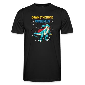 Dinosaur Down Syndrome Consciousness - Men's Functional T-Shirt - black - Front - AI Model Male 178 dark (178cm)