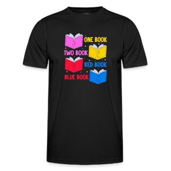 one book two book red book blue book Design for a - Men's Functional T-Shirt - black - Front - AI Model Male 178 dark (178cm)