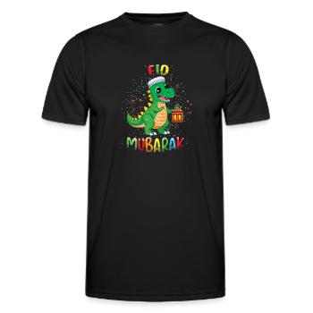 Eid Mubarak Dinosaur Lantern Celebration - Men's Functional T-Shirt - black - Front - AI Model Male 178 dark (178cm)