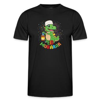 Happy Dinosaur Eid Mubarak Illustration - Men's Functional T-Shirt - black - Front - AI Model Male 178 dark (178cm)