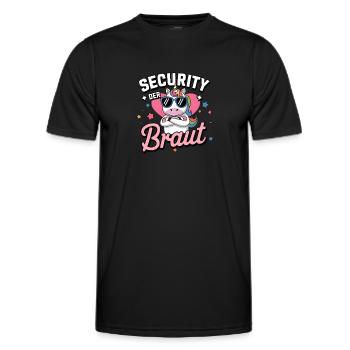 Security of the Bride Unicorn Bachelor Party Group Shirt - Men's Functional T-Shirt - black - Front - AI Model Male 178 dark (178cm)