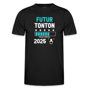 Zukünftiger Onkel Schnuller 2025 Schwangerschaftsankündigung - Männer Funktions-T-Shirt - Schwarz - Vorne - AI Model Male 178 dark (178cm)