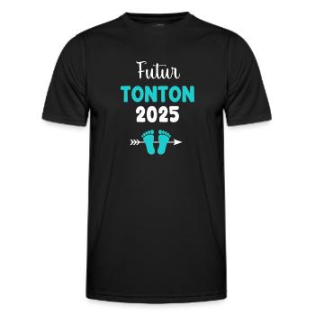 Zukünftiger Onkel 2025 Mann Schwangerschaft Ankündigung - Männer Funktions-T-Shirt - Schwarz - Vorne - AI Model Male 178 dark (178cm)