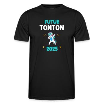 Zukünftiger Onkel 2025 Einhorn Dab Schwangerschaft Ankündigung - Männer Funktions-T-Shirt - Schwarz - Vorne - AI Model Male 178 dark (178cm)