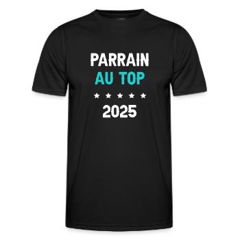 parrain 2025 au top cadeau annonce grossesse - T-shirt sport Homme - noir - Devant - AI Model Male 178 dark (178cm)