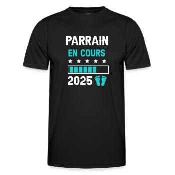 parrain 2025 en cours cadeau annonce grossesse - T-shirt sport Homme - noir - Devant - AI Model Male 178 dark (178cm)