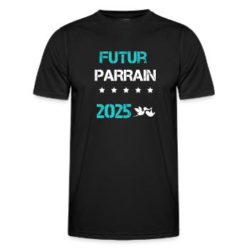 cigogne Futur parrain 2025 annonce grossesse - T-shirt sport Homme - noir - Devant - AI Model Male 178 dark (178cm)