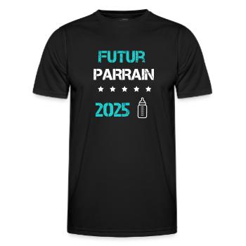 Futur parrain 2025 biberron annonce grossesse - T-shirt sport Homme - noir - Devant - AI Model Male 178 dark (178cm)