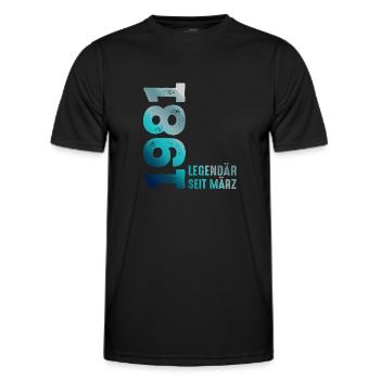 Legendär Seit März 1981 März 1981 Geburtstag 1981 - Männer Funktions-T-Shirt - Schwarz - Vorne - AI Model Male 178 dark (178cm)