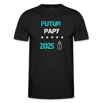 Futur papy 2025 biberron annonce grossesse - T-shirt sport Homme - noir - Devant - AI Model Male 178 dark (178cm)