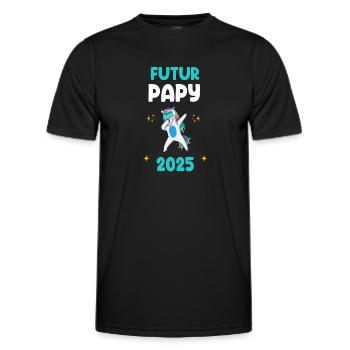 Futur papy 2025 licorne dab annonce grossesse - T-shirt sport Homme - noir - Devant - AI Model Male 178 dark (178cm)