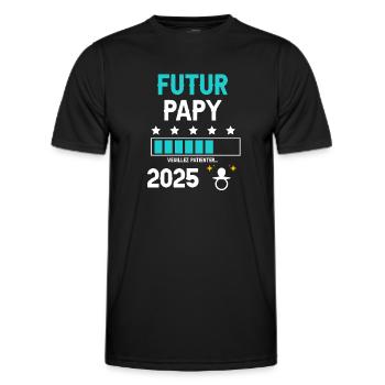 Futur papy tétine 2025 annonce grossesse - T-shirt sport Homme - noir - Devant - AI Model Male 178 dark (178cm)