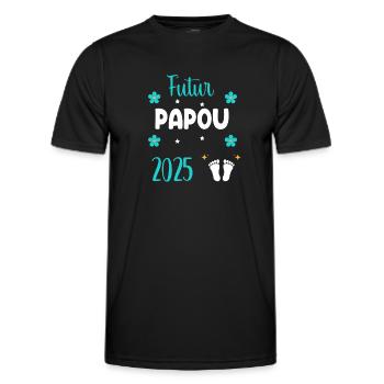Future Papuan 2025 Flowers Announcement Pregnancy Dad - Men's Functional T-Shirt - black - Front - AI Model Male 178 dark (178cm)