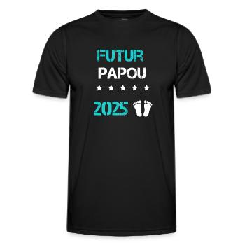 Future Papuan 2025 announcement pregnancy dad - Men's Functional T-Shirt - black - Front - AI Model Male 178 dark (178cm)