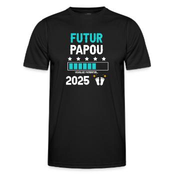 man Future Papuan 2025 announcement pregnancy daddy - Men's Functional T-Shirt - black - Front - AI Model Male 178 dark (178cm)