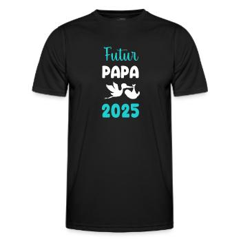 Futur papa 2025 cigogne annonce grossesse - T-shirt sport Homme - noir - Devant - AI Model Male 178 dark (178cm)