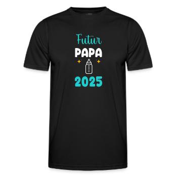 Future Papa Flasche 2025 Schwangerschaftsankündigung - Männer Funktions-T-Shirt - Schwarz - Vorne - AI Model Male 178 dark (178cm)