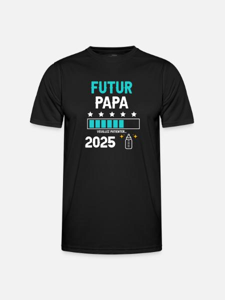 flaska Framtida pappa 2025 graviditet tillkännagivande - Funktions-T-shirt herr - svart