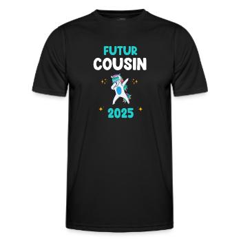Künftiger Cousin 2025 Einhorn-Dab-Schwangerschaftsankündigung - Männer Funktions-T-Shirt - Schwarz - Vorne - AI Model Male 178 dark (178cm)