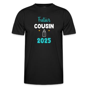 Zukünftige Cousinenflasche 2025 Schwangerschaftsankündigung - Männer Funktions-T-Shirt - Schwarz - Vorne - AI Model Male 178 dark (178cm)