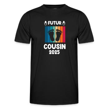 Vintage Future Cousine 2025 Schwangerschaftsankündigung - Männer Funktions-T-Shirt - Schwarz - Vorne - AI Model Male 178 dark (178cm)