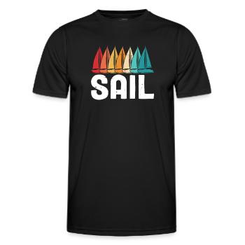 Voile dériveur voilier capitaine de mer Rétro drôle - T-shirt sport Homme - noir - Devant - AI Model Male 178 dark (178cm)
