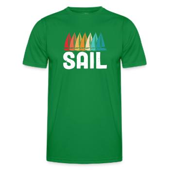 Sail Dinghy Sailboat Sea Captain Retro Funny - Men's Functional T-Shirt - kelly green - Front - AI Model Male 178 dark (178cm)