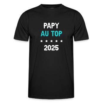papy 2025 au top cadeau annonce grossesse - T-shirt sport Homme - noir - Devant - AI Model Male 178 dark (178cm)