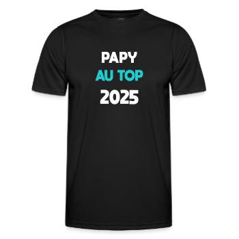 papy au top 2025 cadeau annonce grossesse - T-shirt sport Homme - noir - Devant - AI Model Male 178 dark (178cm)