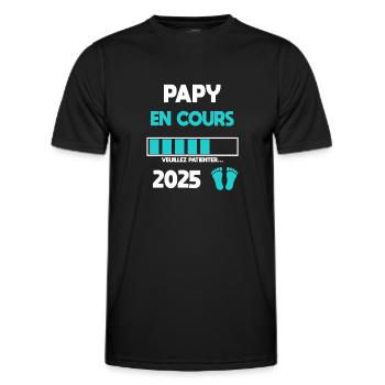 papy en cours 2025 cadeau annonce grossesse - T-shirt sport Homme - noir - Devant - AI Model Male 178 dark (178cm)