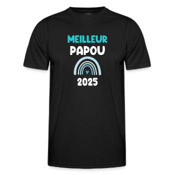 2025 papou meilleur cadeau annonce grossesse - T-shirt sport Homme - noir - Devant - AI Model Male 178 dark (178cm)