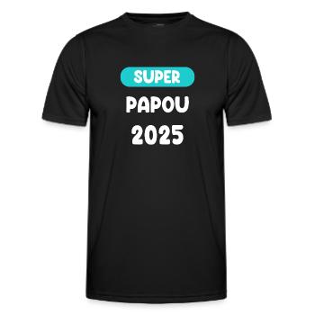 super 2025 papou cadeau annonce grossesse - T-shirt sport Homme - noir - Devant - AI Model Male 178 dark (178cm)