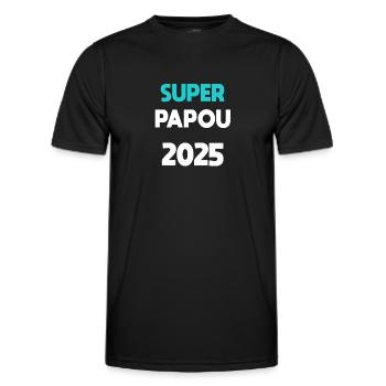super papou 2025 cadeau annonce grossesse - T-shirt sport Homme - noir - Devant - AI Model Male 178 dark (178cm)