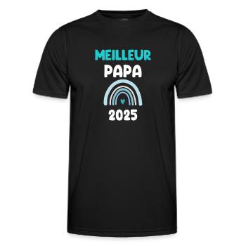2025 papa meilleur cadeau annonce grossesse - T-shirt sport Homme - noir - Devant - AI Model Male 178 dark (178cm)