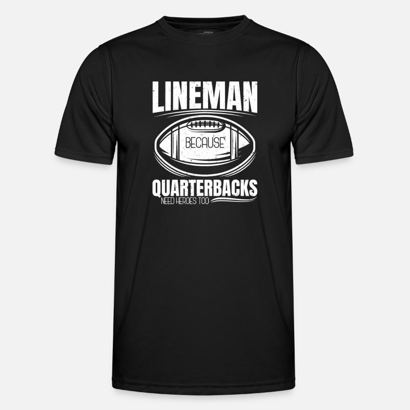 Lineman, weil Quarterbacks Helden brauchen - Männer Funktions-T-Shirt - Schwarz