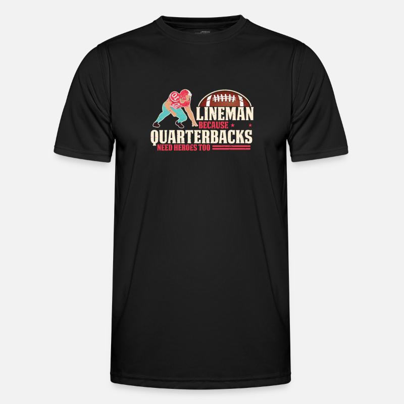 Lineman, weil Quarterbacks Helden brauchen - Männer Funktions-T-Shirt - Schwarz