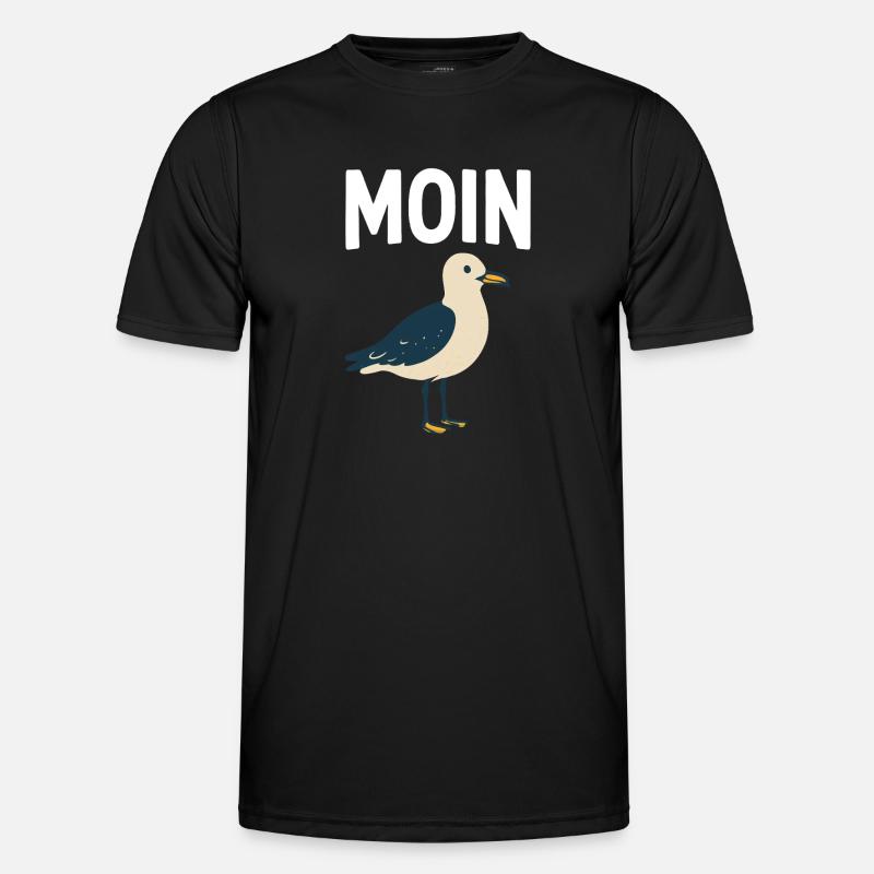 Moin Möwe - Männer Funktions-T-Shirt - Schwarz