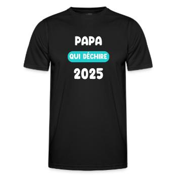 qui déchire 2025 papa cadeau annonce grossesse - T-shirt sport Homme - noir - Devant - AI Model Male 178 dark (178cm)