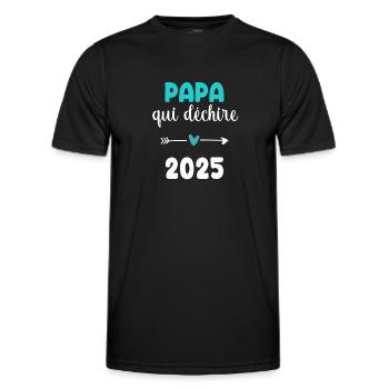 qui déchire papa 2025 cadeau annonce grossesse - T-shirt sport Homme - noir - Devant - AI Model Male 178 dark (178cm)