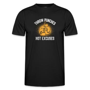 Lancer des coups de poing n’excuse pas Boxeur Sports Gymnase Athlète - T-shirt sport Homme - noir - Devant - AI Model Male 178 dark (178cm)